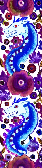 Free dragon bookmark featuring blue dragons with pansies